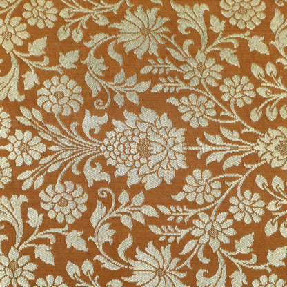 Floral Brocade Fabric with Gold Zari