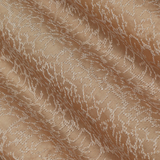 Peach Color Chanderi Embroidery Fabric