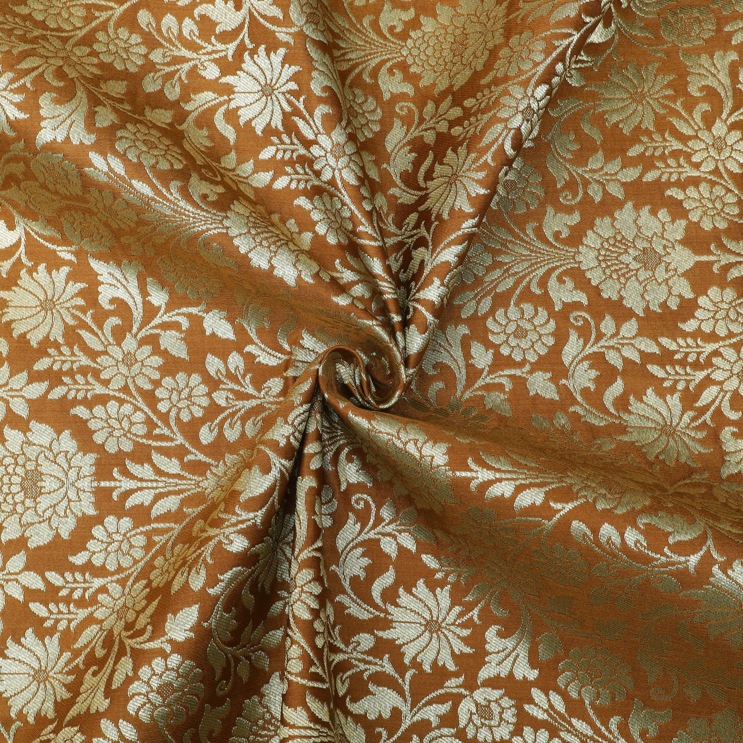 Floral Brocade Fabric with Gold Zari