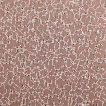 Pink Color Chanderi Embroidery Fabric