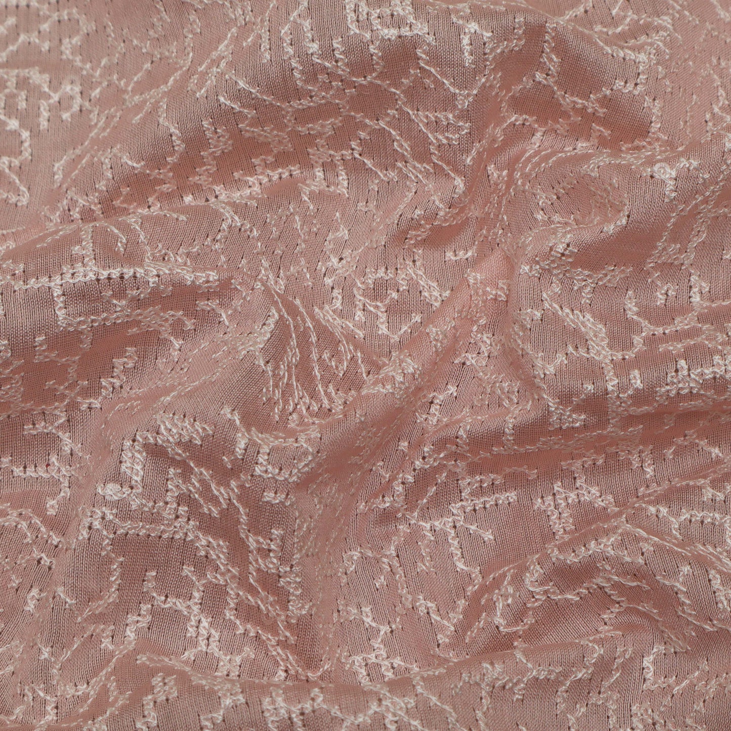 Pink Color Chanderi Embroidery Fabric