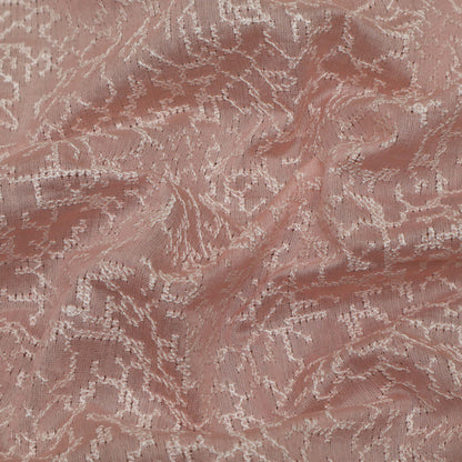 Pink Color Chanderi Embroidery Fabric