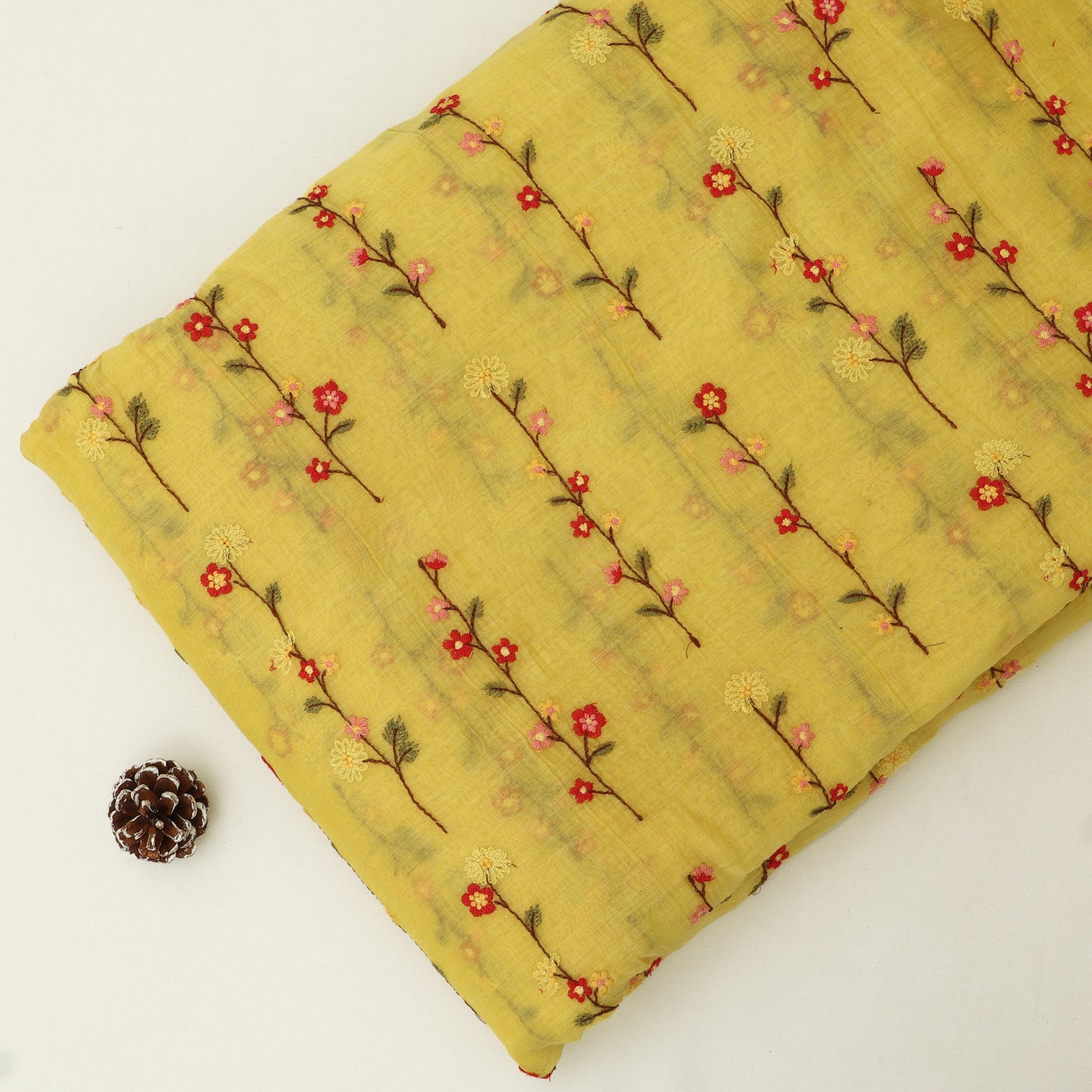 Pure Chanderi Embroidery Fabric