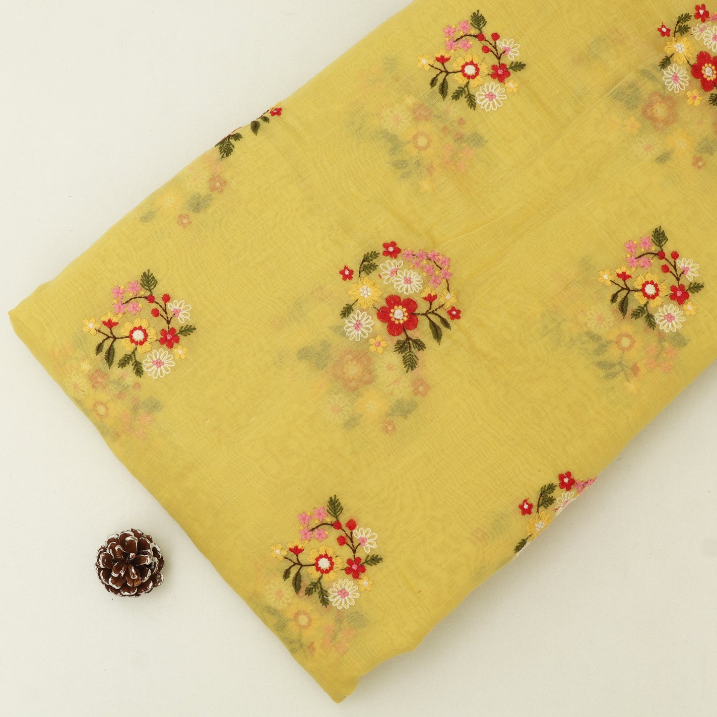 Pure Chanderi Embroidery Fabric