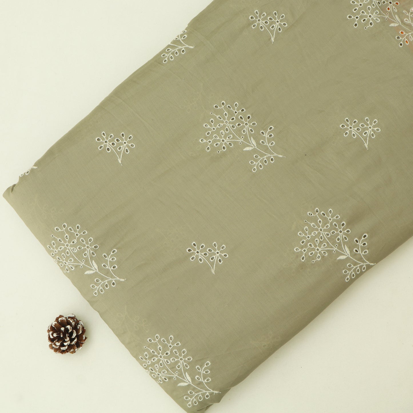 Cotton Chikan Embroidery Fabric