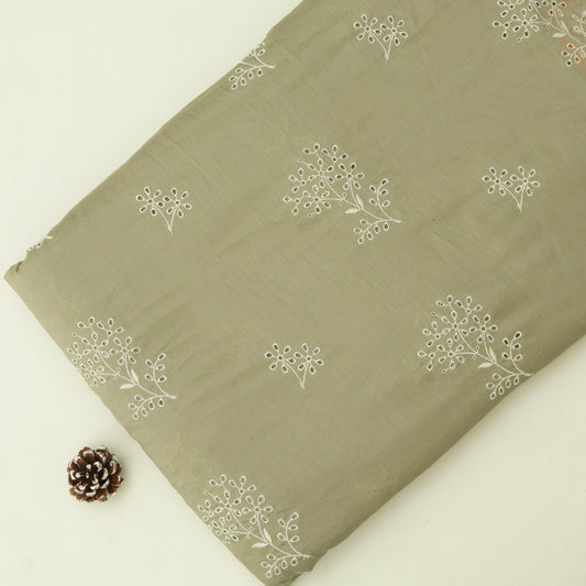 Cotton Chikan Embroidery Fabric