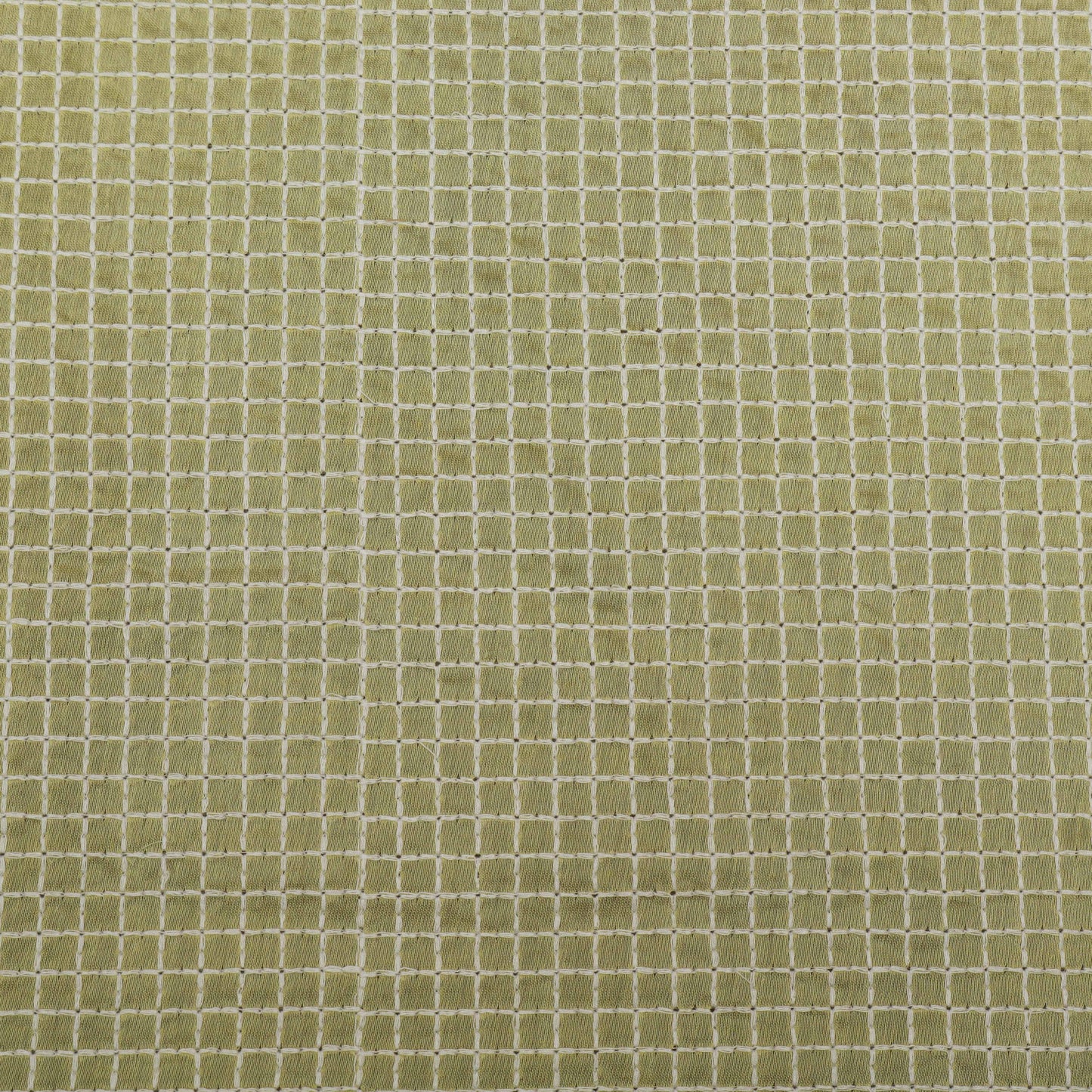 Yellow Color Chanderi Check Embroidery Fabric