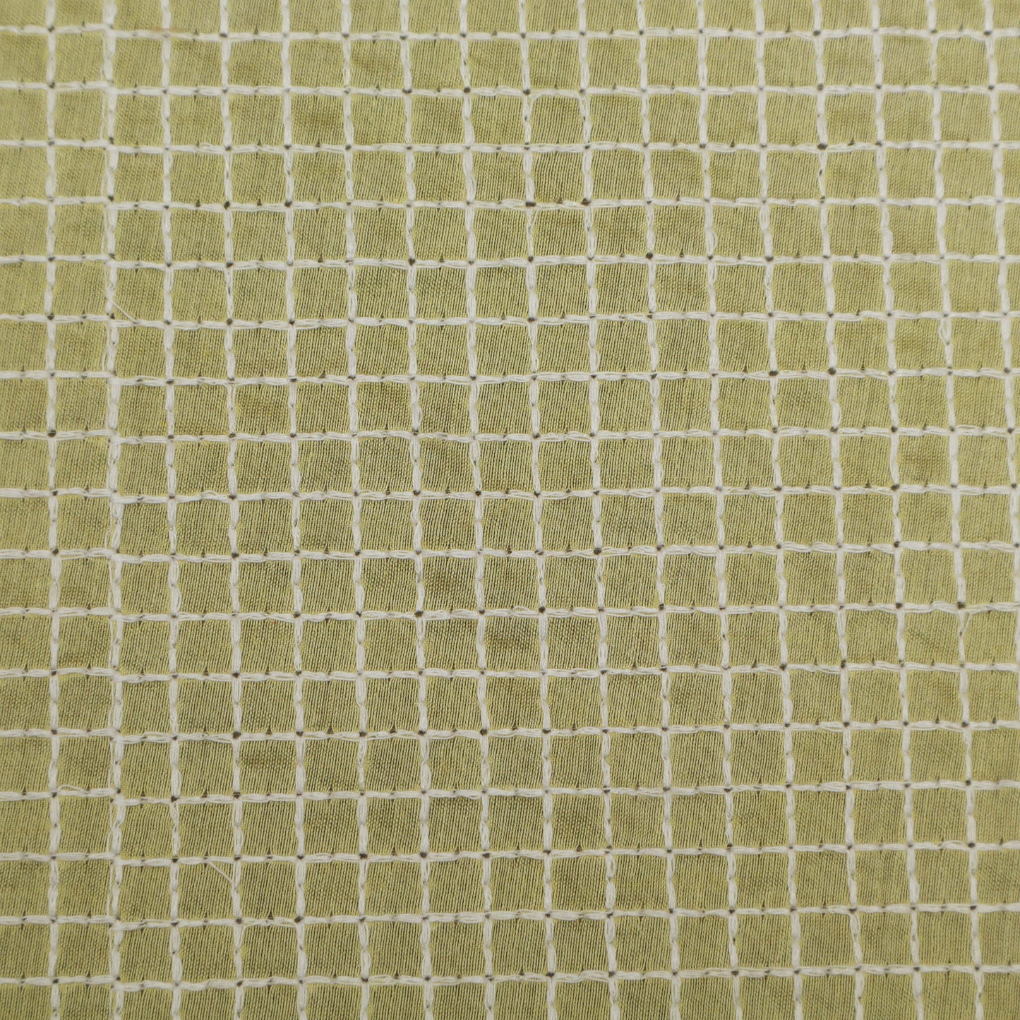 Yellow Color Chanderi Check Embroidery Fabric