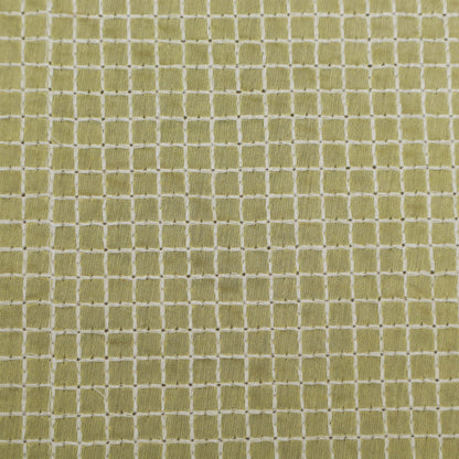 Yellow Color Chanderi Check Embroidery Fabric