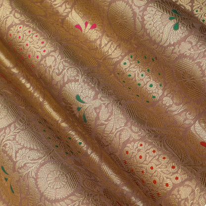 Pure Meena Brocade Fabric Floral Zari Meena Highlights