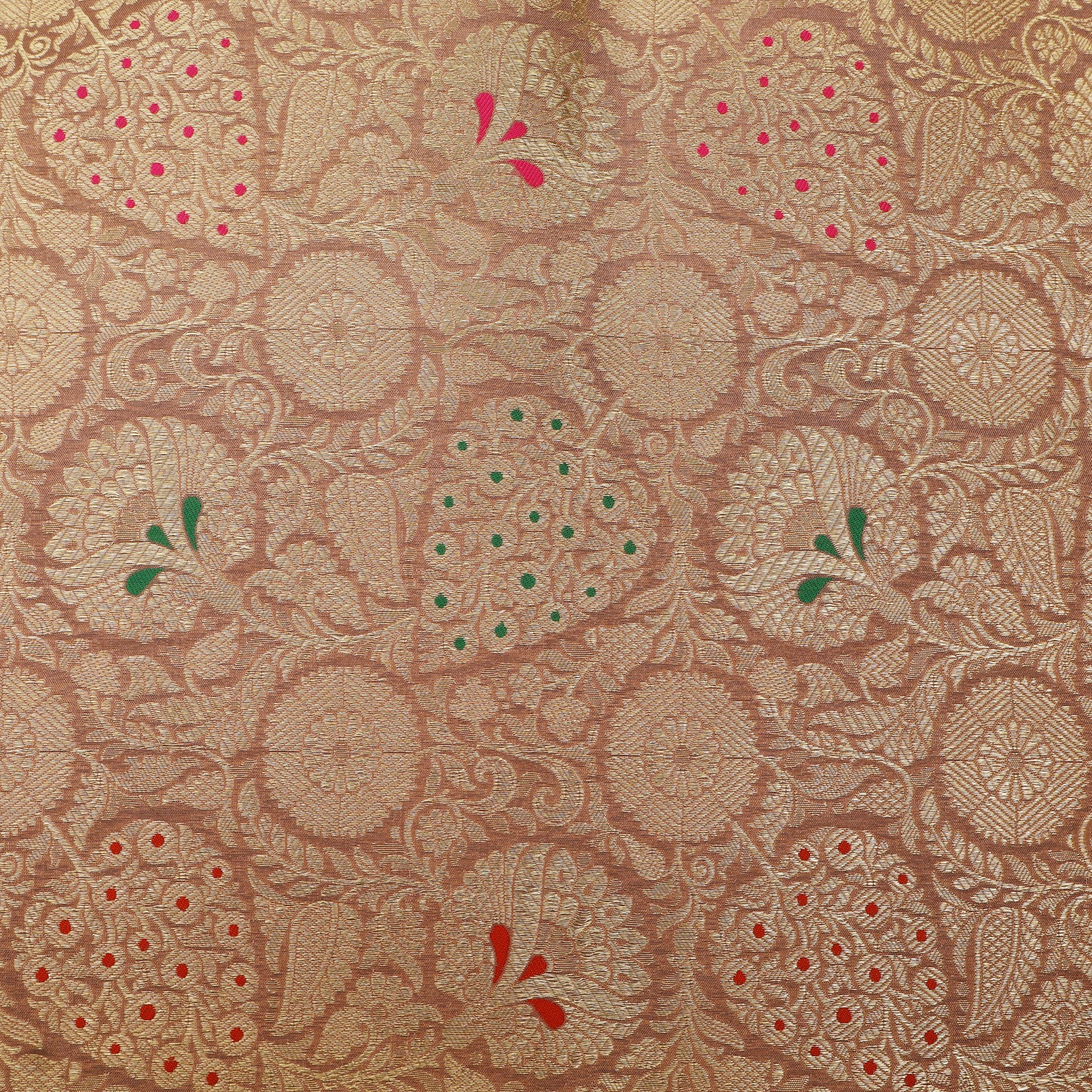 Pure Meena Brocade Fabric Floral Zari Meena Highlights