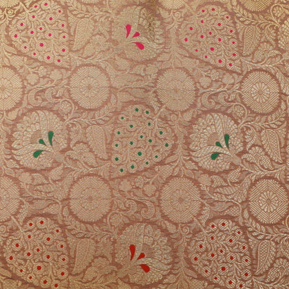 Pure Meena Brocade Fabric Floral Zari Meena Highlights