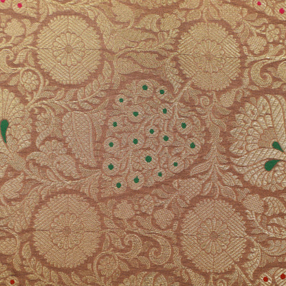 Pure Meena Brocade Fabric Floral Zari Meena Highlights
