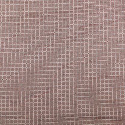 Pink Color Chanderi Check Embroidery Fabric