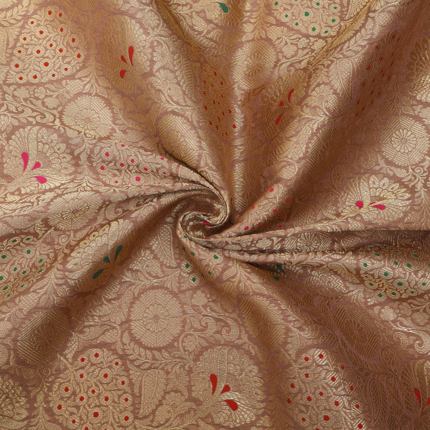 Pure Meena Brocade Fabric Floral Zari Meena Highlights