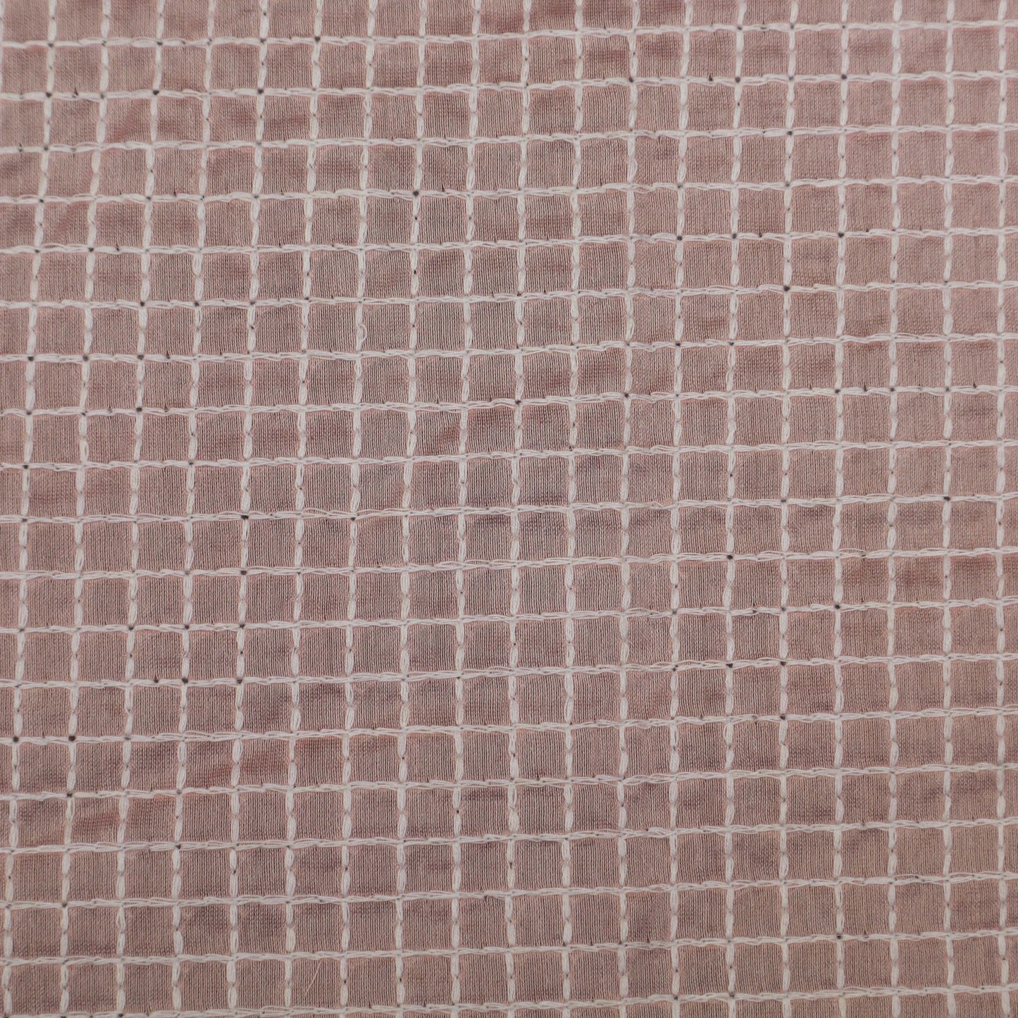 Pink Color Chanderi Check Embroidery Fabric