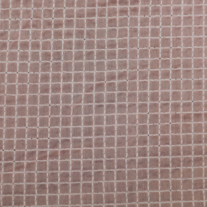 Pink Color Chanderi Check Embroidery Fabric