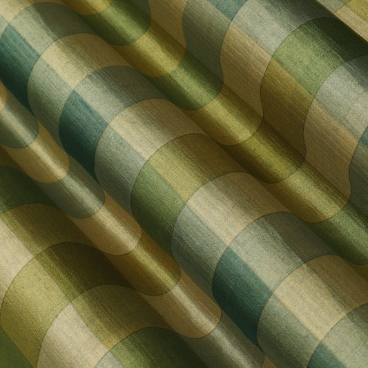 Pure Tissue Brocade Fabric  Multitone Checked Weave with Elegant