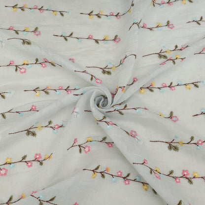 Pure Chanderi Embroidery Fabric