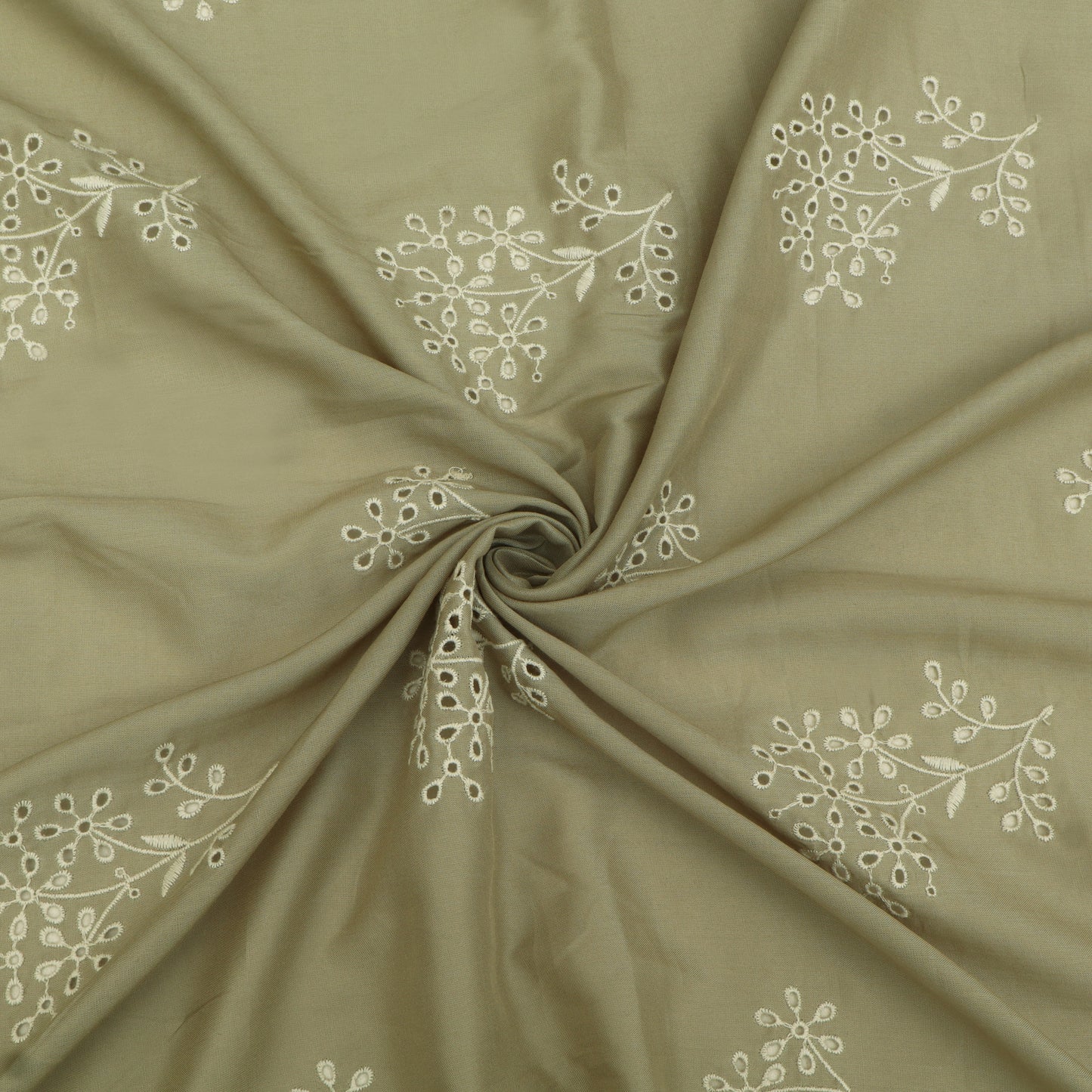 Cotton Chikan Embroidery Fabric