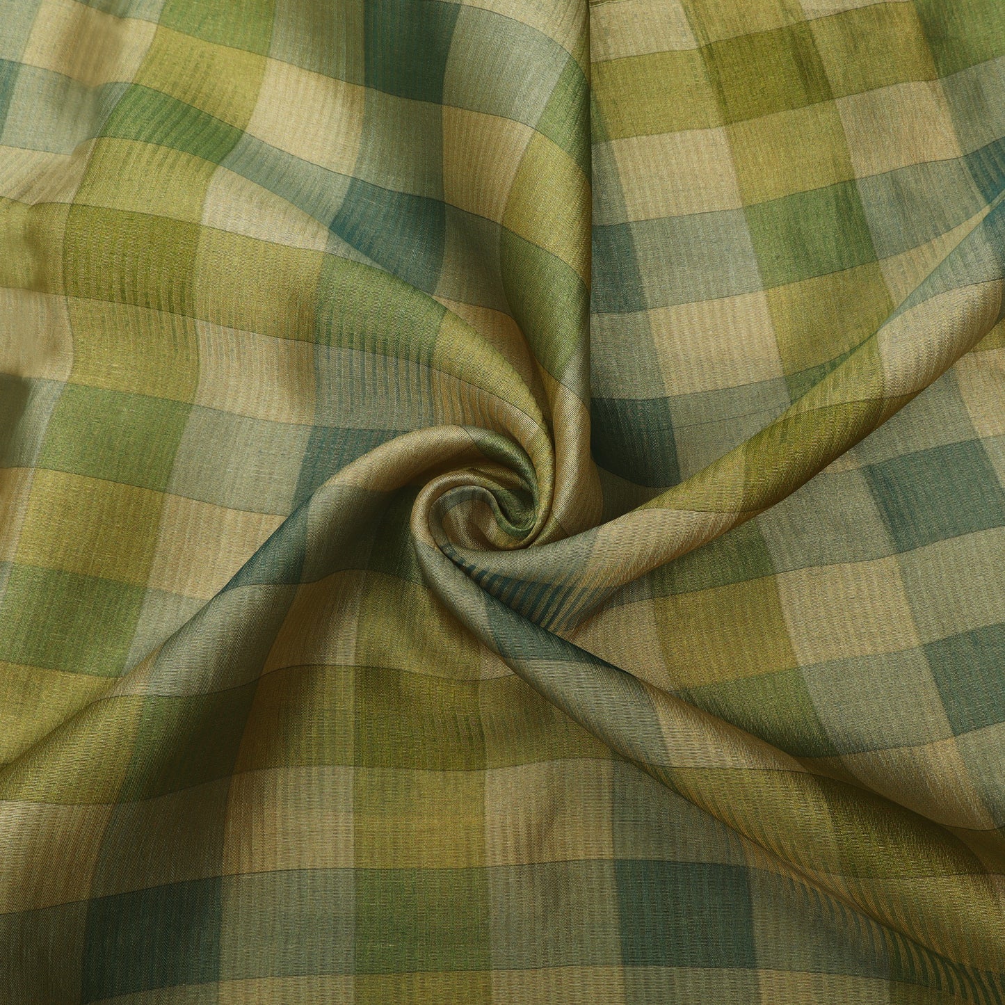 Pure Tissue Brocade Fabric  Multitone Checked Weave with Elegant