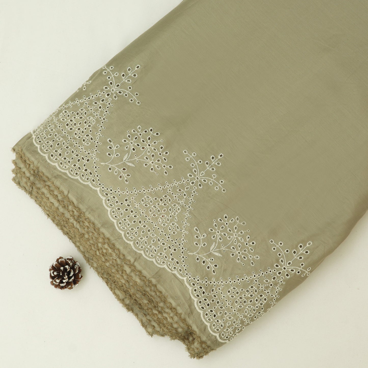 Cotton Chikan Embroidery Fabric