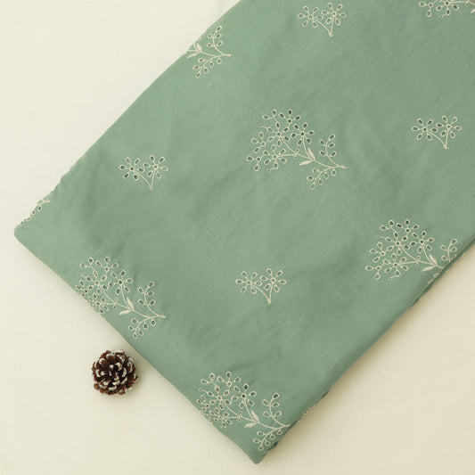 Cotton Chikan Embroidery Fabric