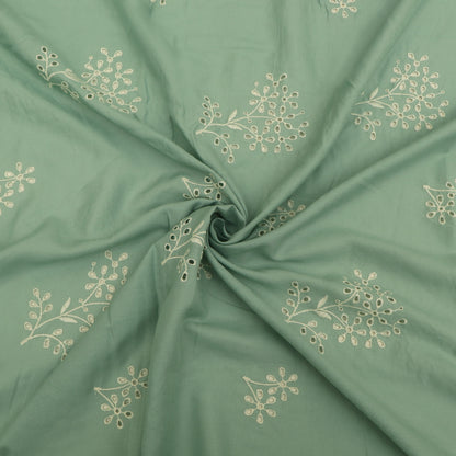 Cotton Chikan Embroidery Fabric