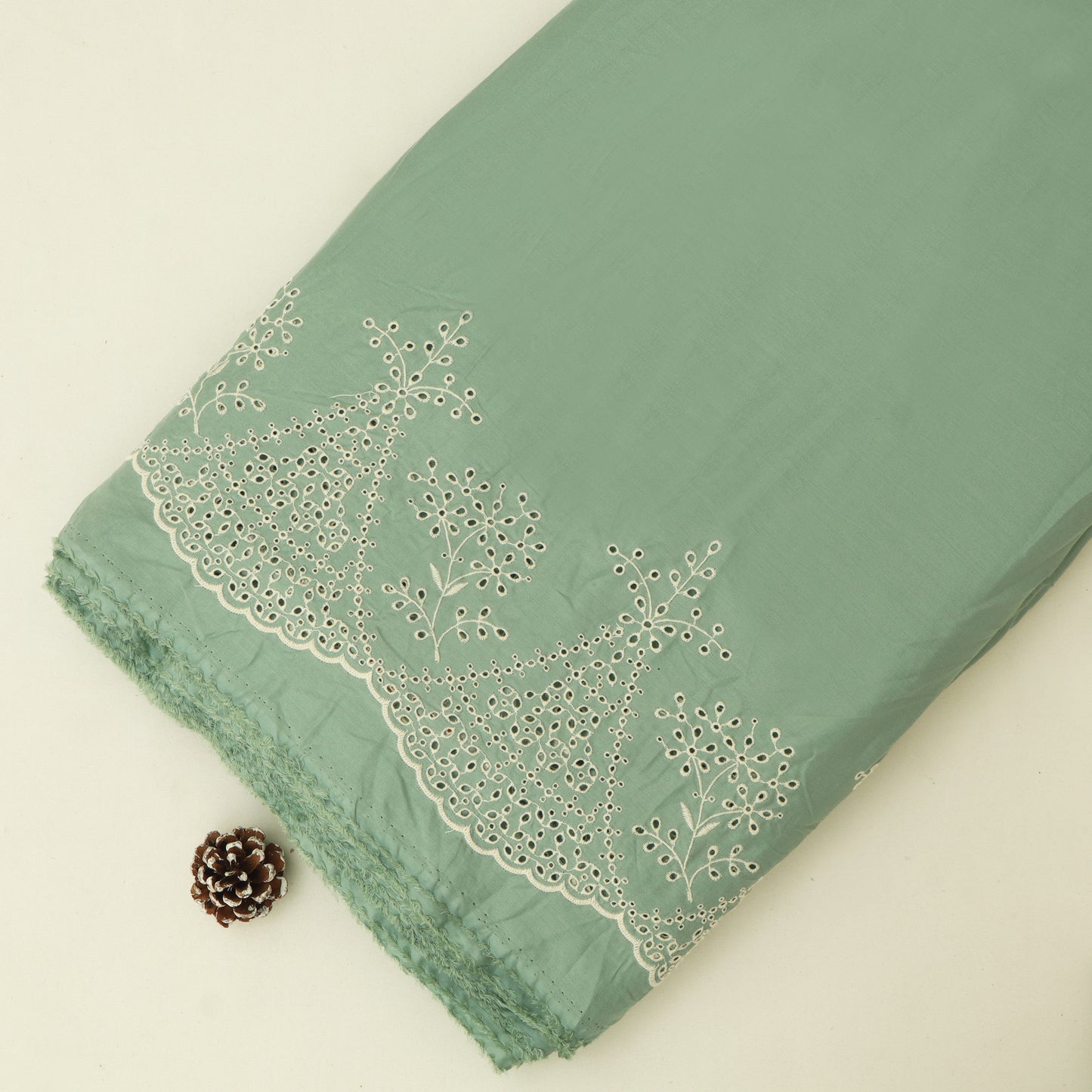 Cotton Chikan Embroidery Fabric