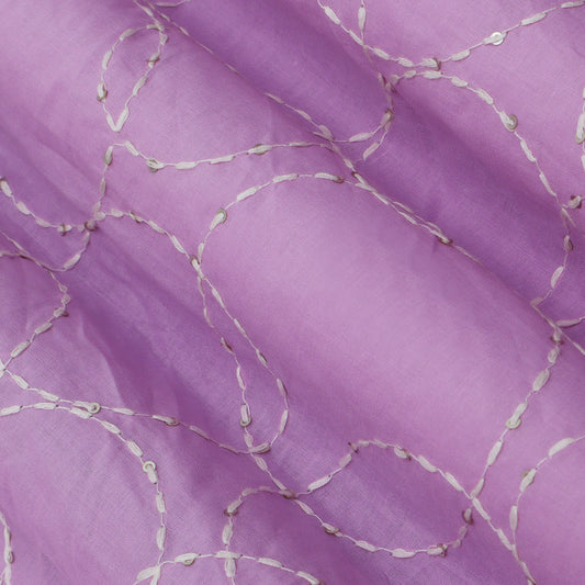 Lavender Color Cotton Embroidery Fabric