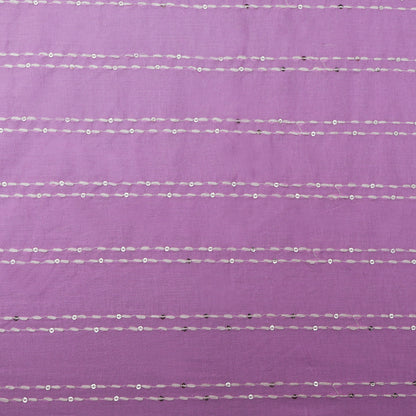 Lavender Color Cotton Stripe Embroidery Fabric