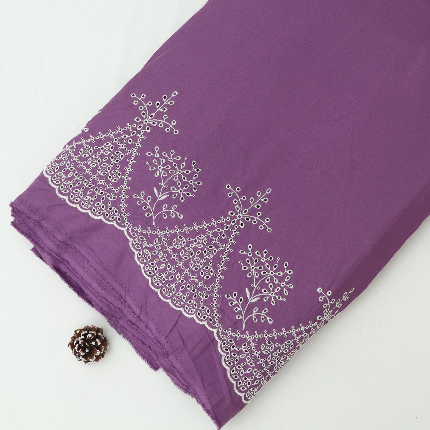 Cotton Chikan Embroidery Fabric