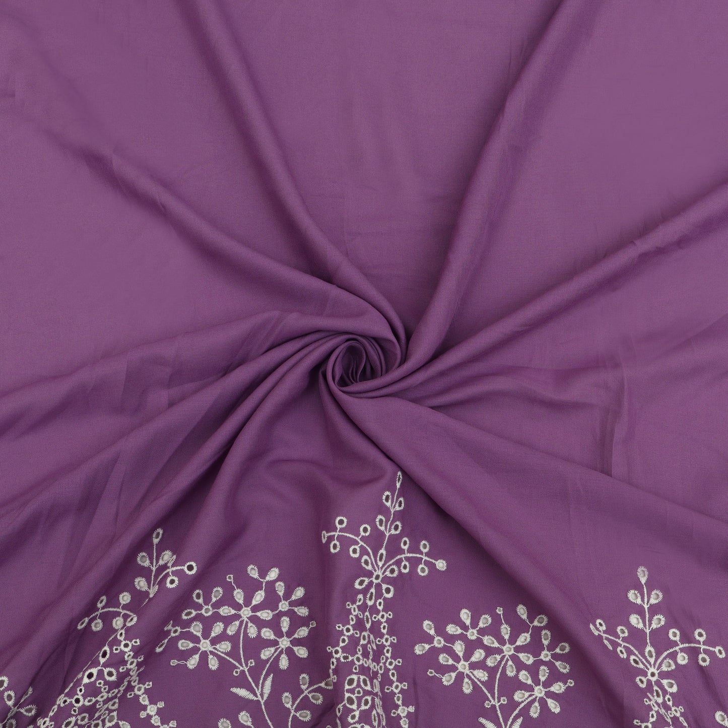 Cotton Chikan Embroidery Fabric