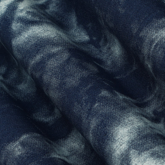 Blue Color Denim Shibori Print Fabric