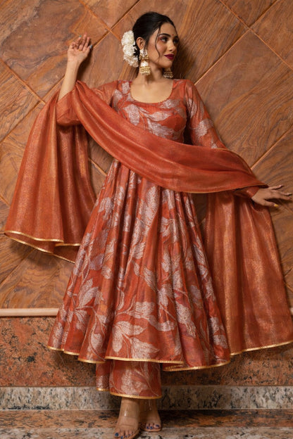 Pure Organza Printed Embroidery Fabric Floral Motif with Elegant Sheer Finish