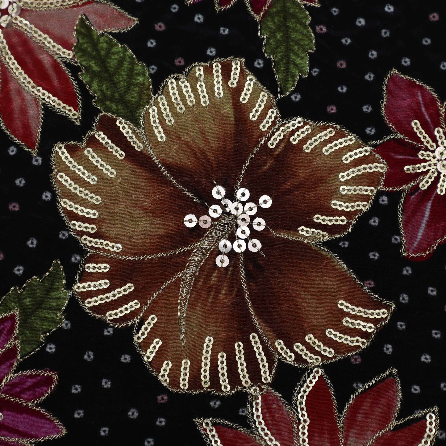 Black Color Crepe Embroidery Fabric