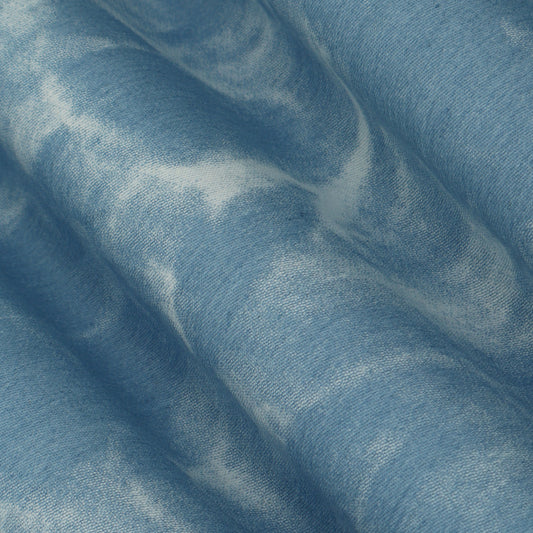 Sky Blue Color Denim Shibori Print Fabric