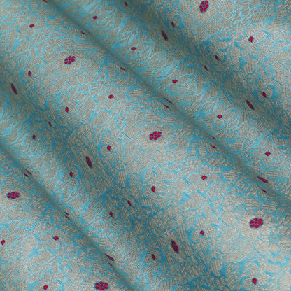 Sky Blue Color Pauri Meena Brocade Fabric