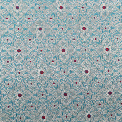 Sky Blue Color Pauri Meena Brocade Fabric