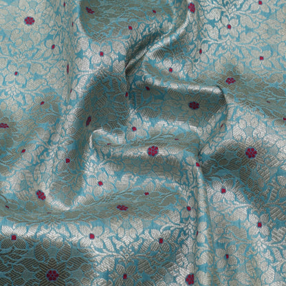 Sky Blue Color Pauri Meena Brocade Fabric