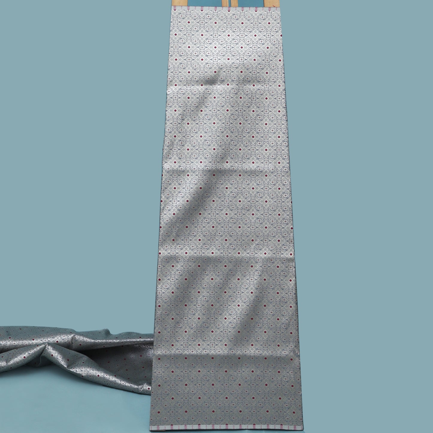 Grey Color Pauri Meena Brocade Fabric