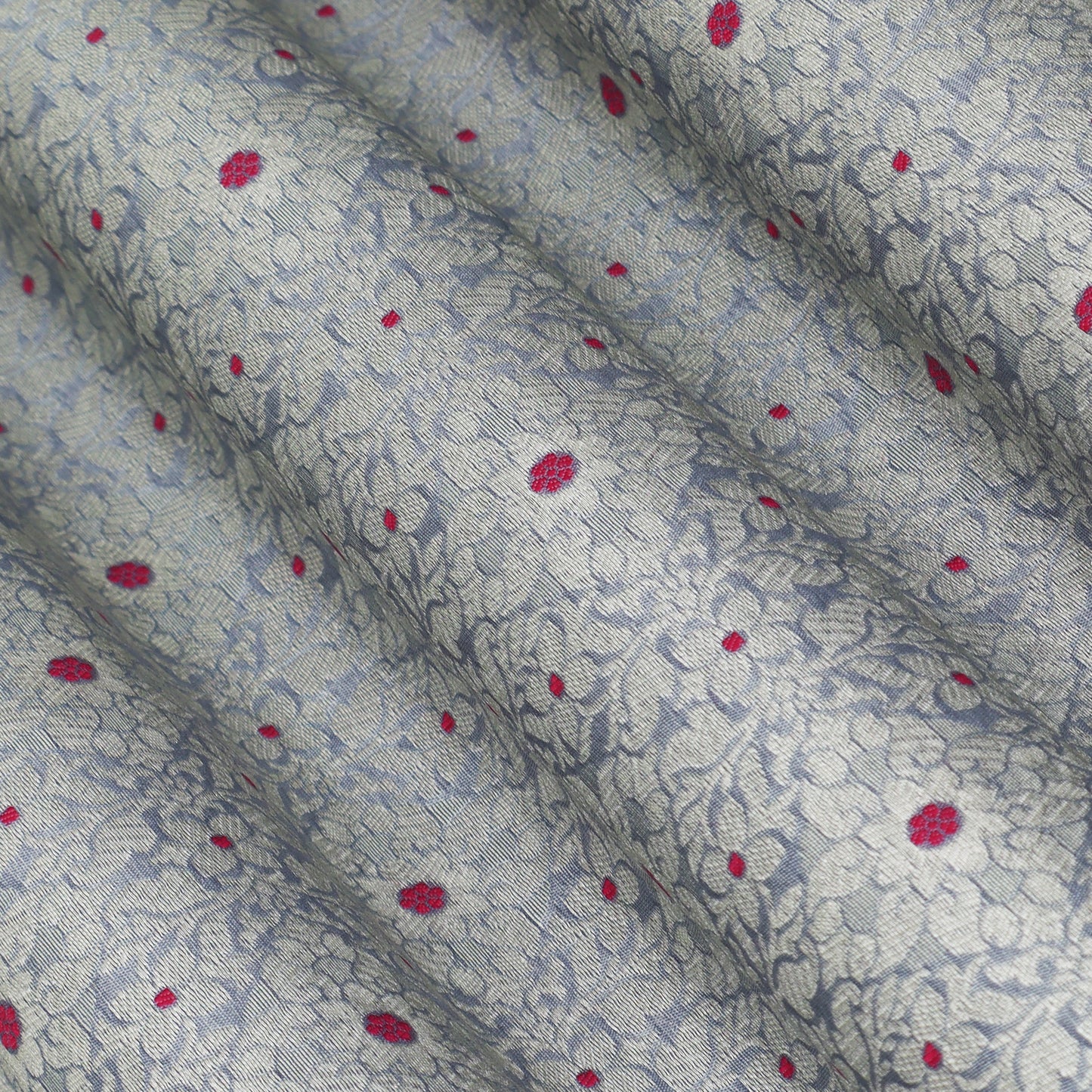 Grey Color Pauri Meena Brocade Fabric