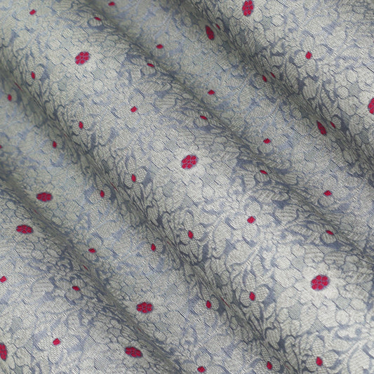 Grey Color Pauri Meena Brocade Fabric