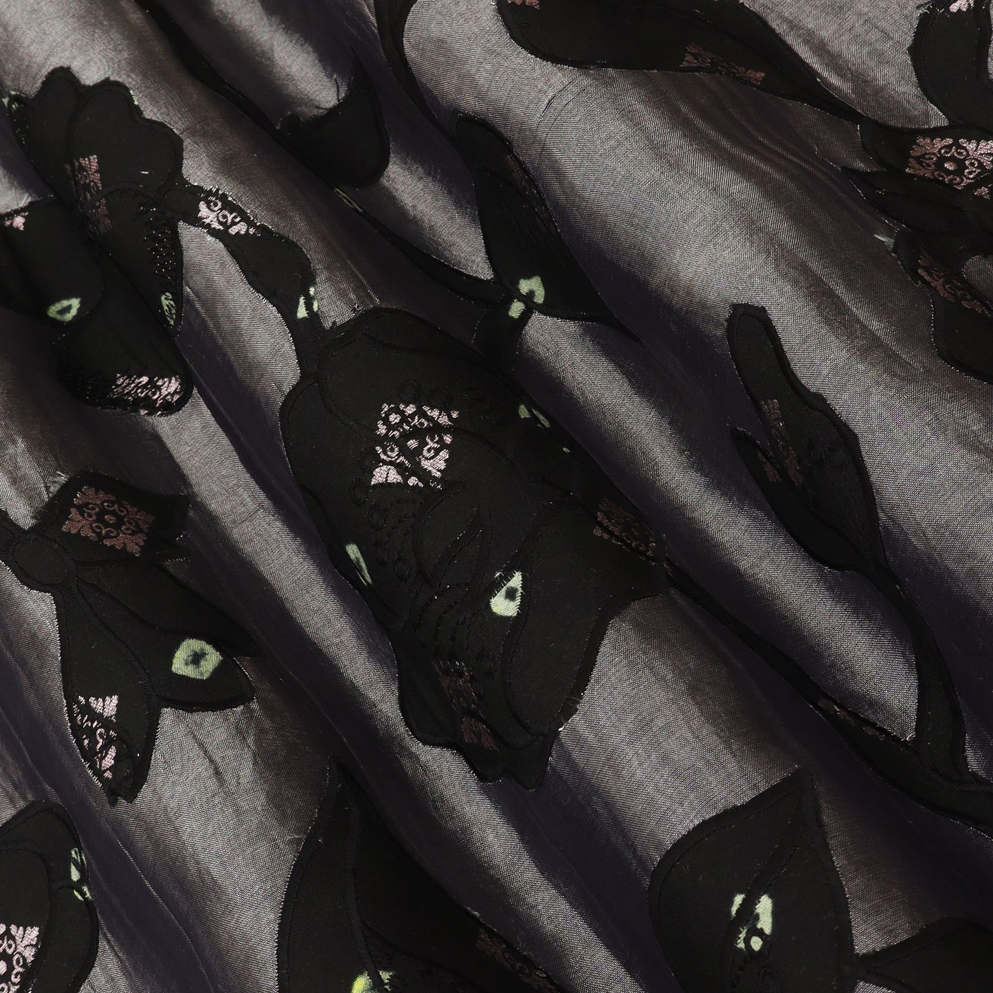 Tissue Fabric with Artistic Print & Embroidery