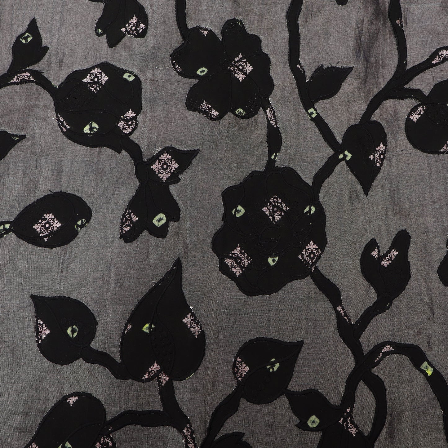 Tissue Fabric with Artistic Print & Embroidery