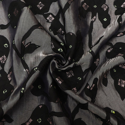 Tissue Fabric with Artistic Print & Embroidery