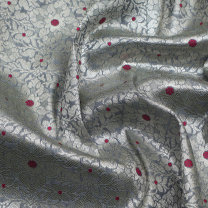 Grey Color Pauri Meena Brocade Fabric