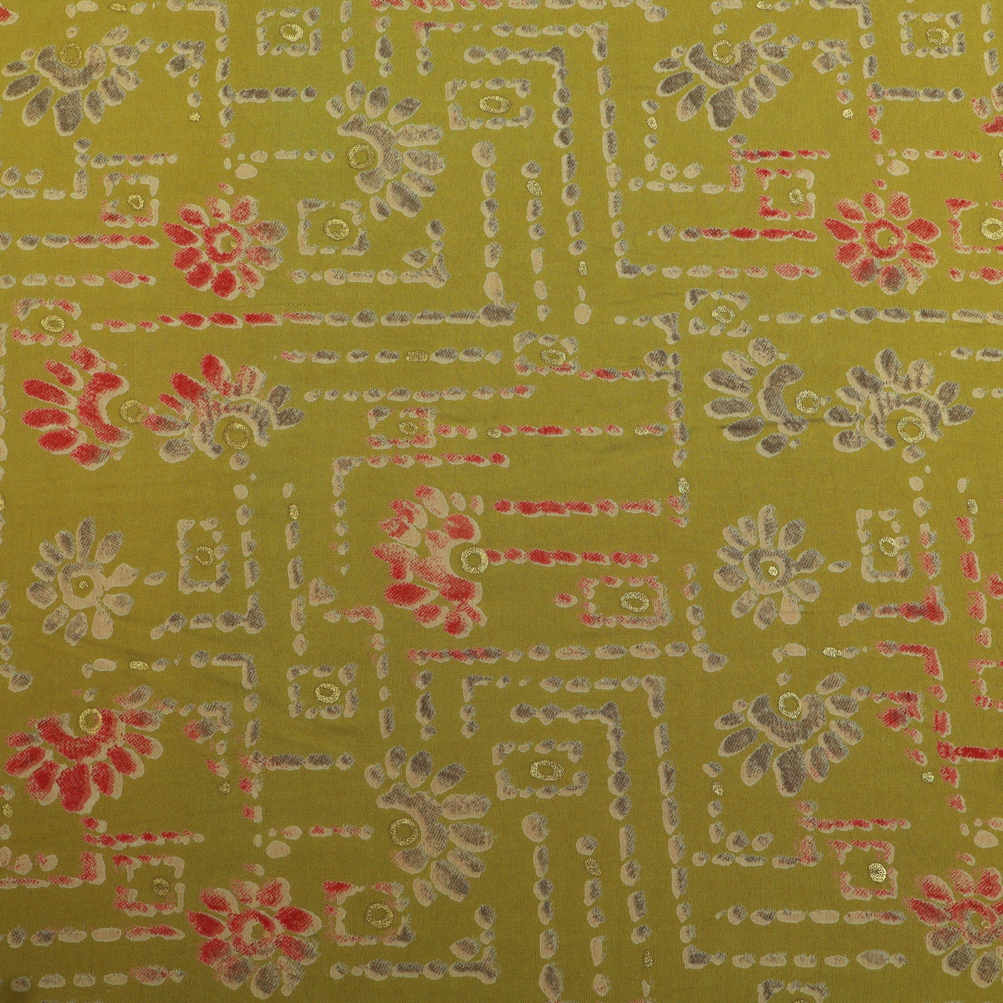 Silk Chanderi Foil Print Fabric