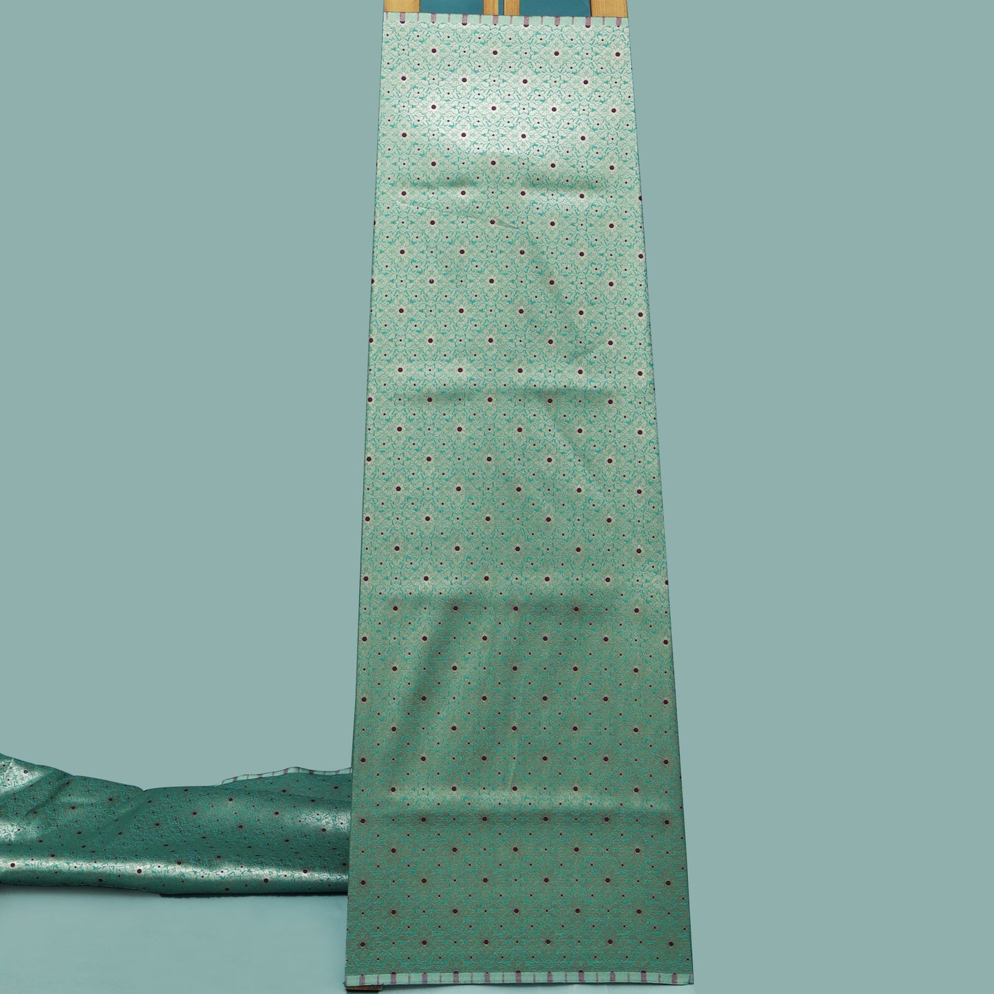 Green Color Pauri Meena Brocade Fabric