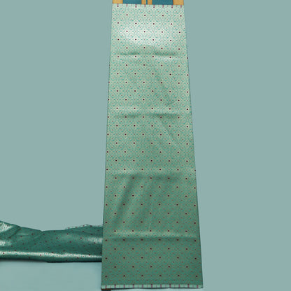 Green Color Pauri Meena Brocade Fabric